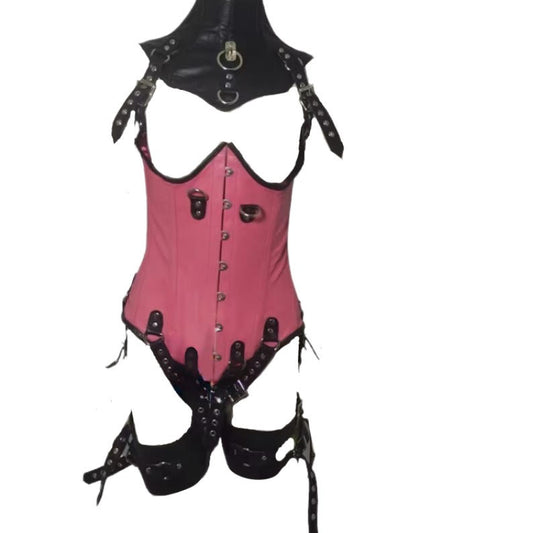 Cleo Black & Pink leather lingerie