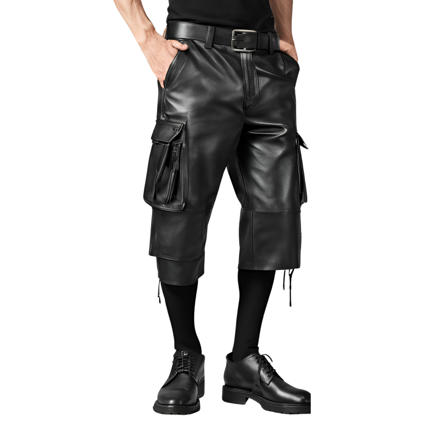 Darco Knee-Length Leather Cargo Shorts