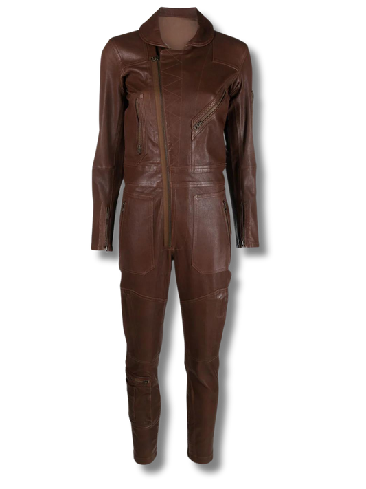 Tony brown leather jumpsuit