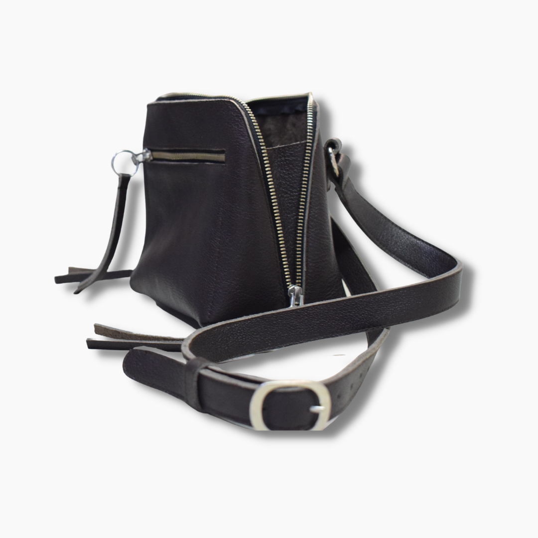 Women's Leather Crossbody Bag - Leather Bag in Black Color