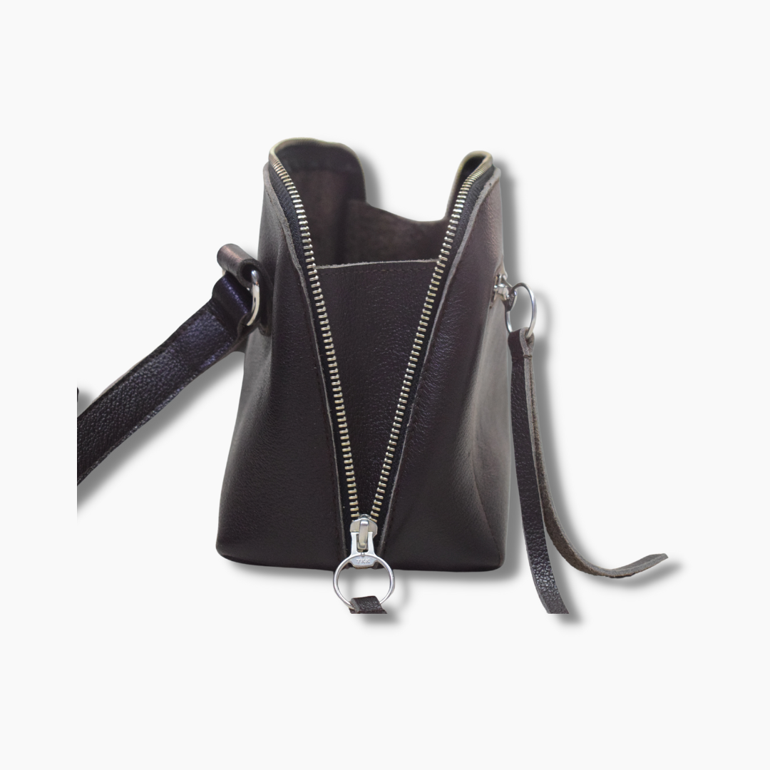 Women's Leather Crossbody Bag - Leather Bag in Black Color
