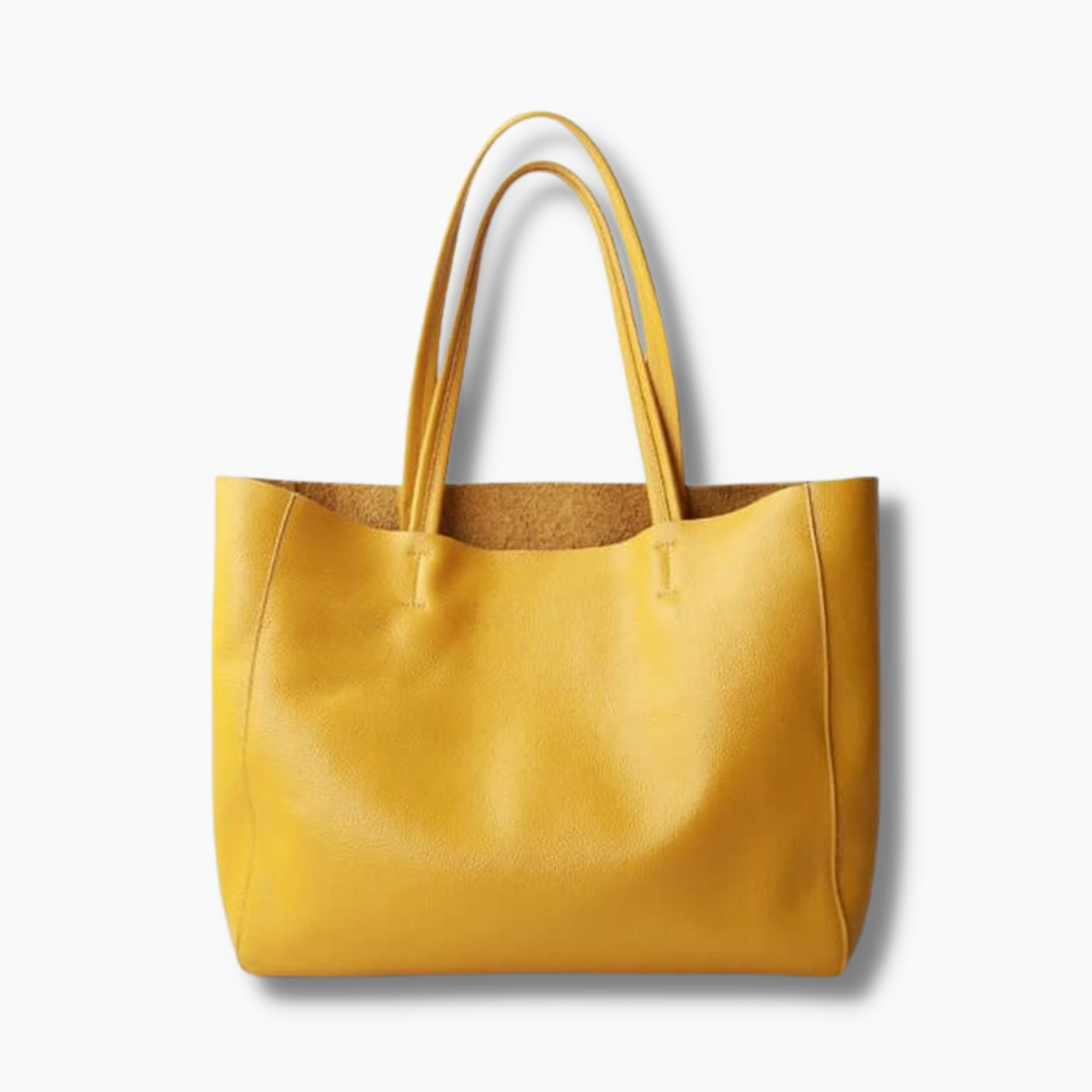 Women's Genuine Yellow Leather Tote Bag
