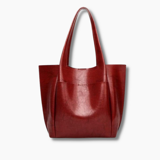Women's Genuine Deep Red Leather Tote Bag