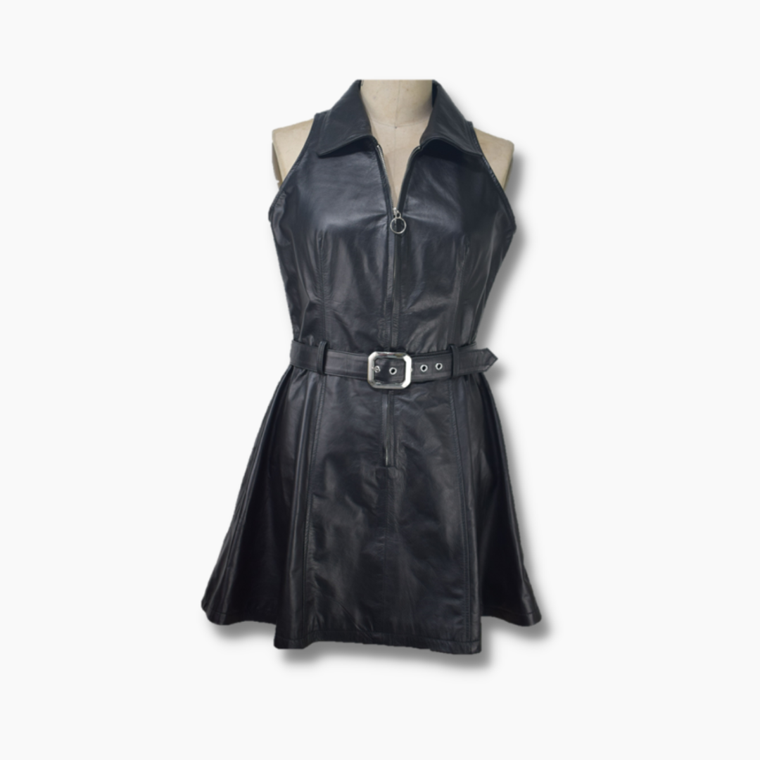 leather sleeveless dress club wear 