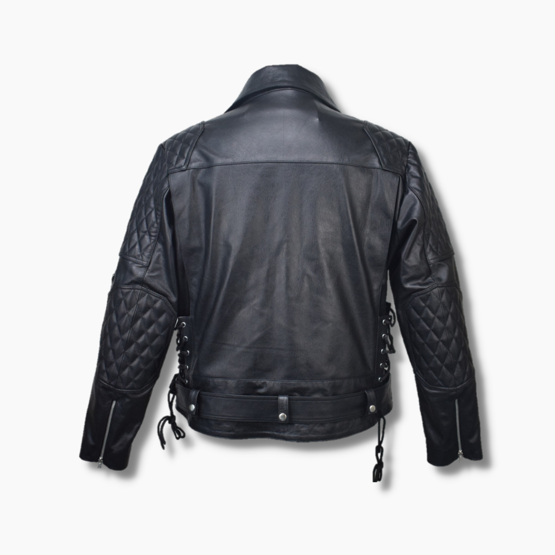 Leather Laceup Jacket And With Biker Movenera Mens Panels – Real Quilted