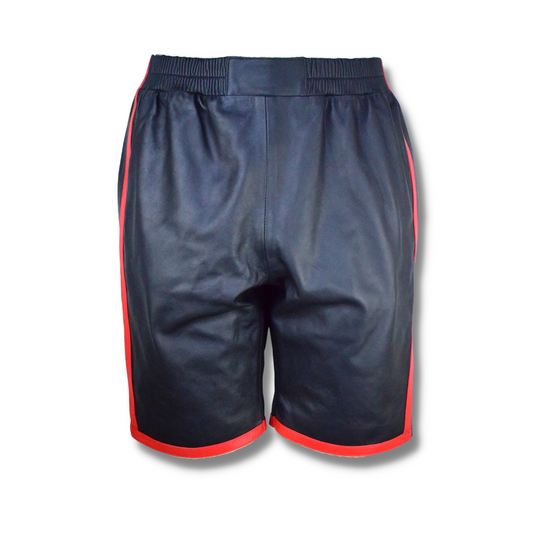 Pantalones cortos de cuero real para hombre Pantalones cortos deportivos de cuero estilo baloncesto Pantalones cortos de cuero