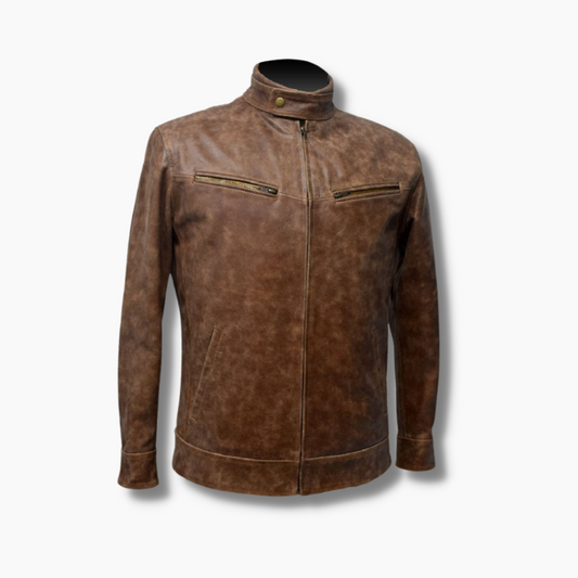 Brown Real Leather Jacket Distressed Leather Jackets for Men