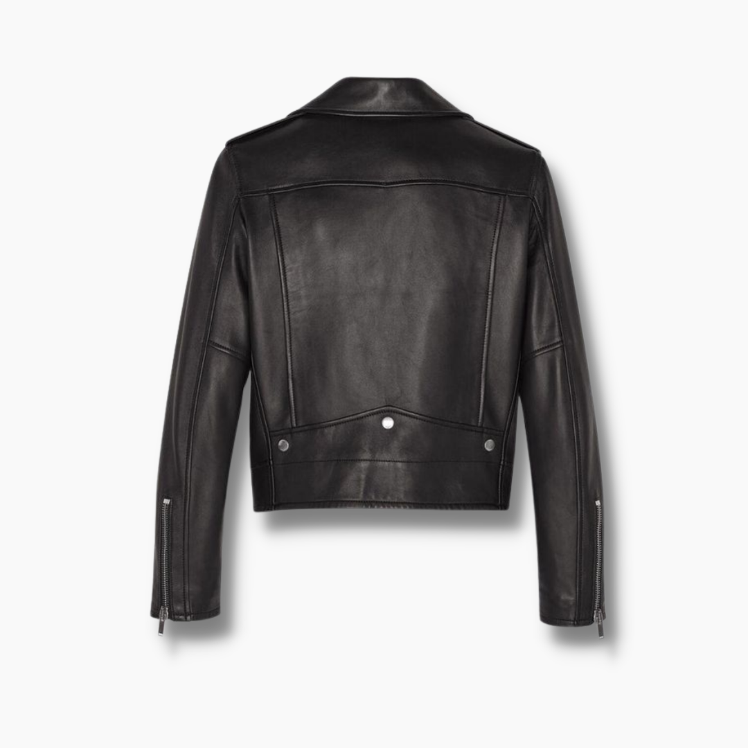 black leather moto jacket lambskin