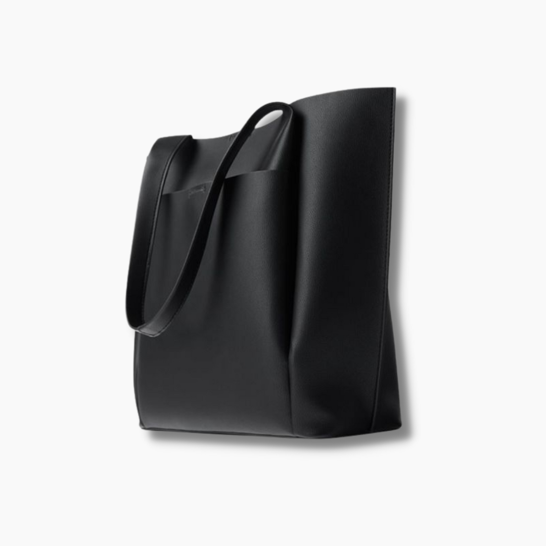 Women's Leather Tote Bag For Everyday Use - Black