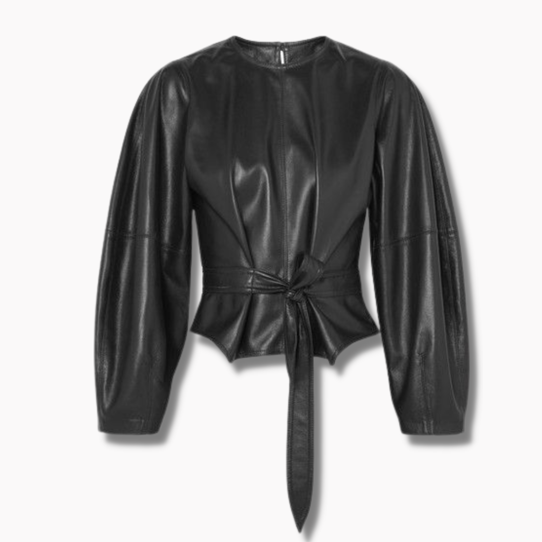 Juno Black Leather Crop Top