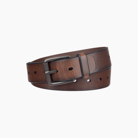 Cinturón texturizado marrón madera para hombre